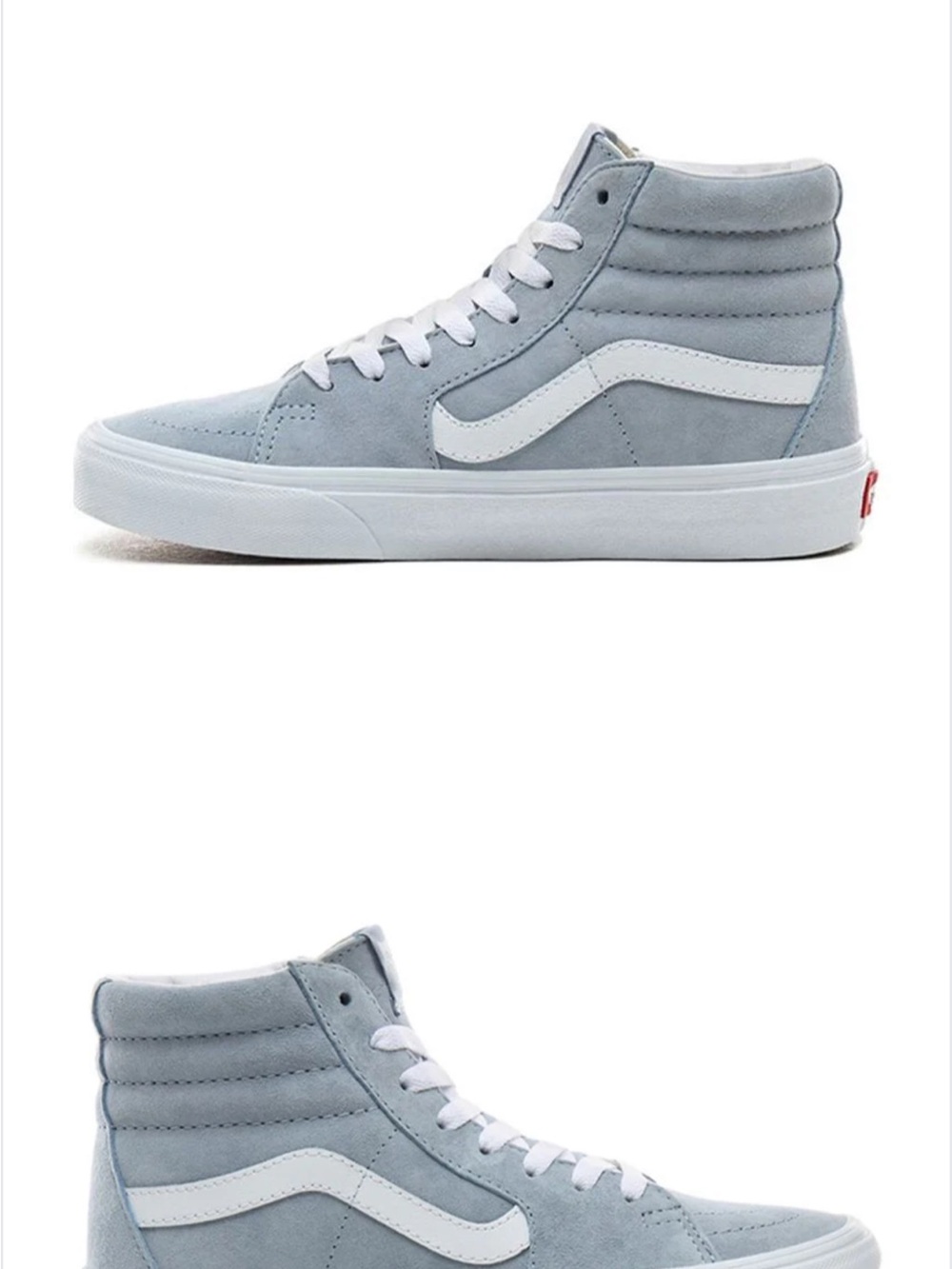 Vans High-Top Suede Sneakers in Light Gray and White